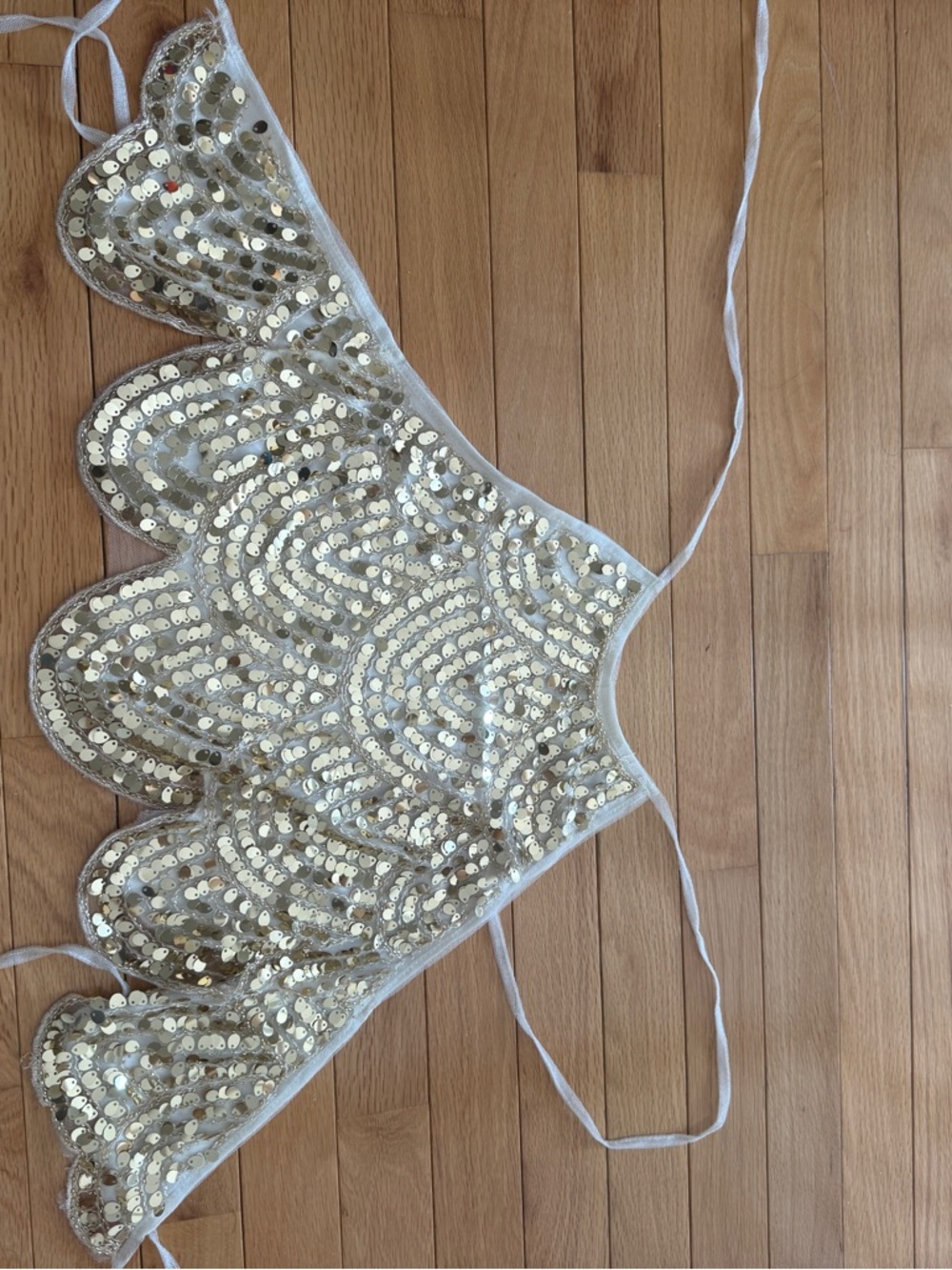 12th Tribe Ivory Sequin Scallop Crop Top